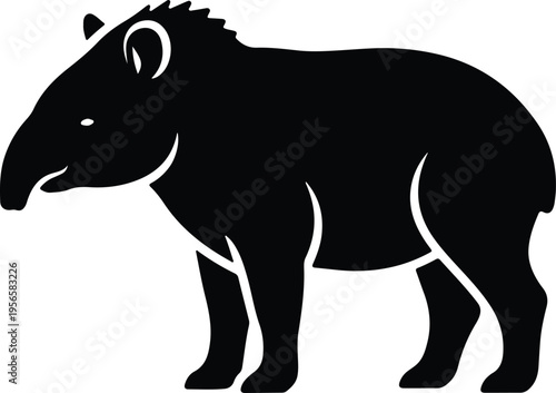 Vector silhouette of a wild tapir animal isolated on white background design