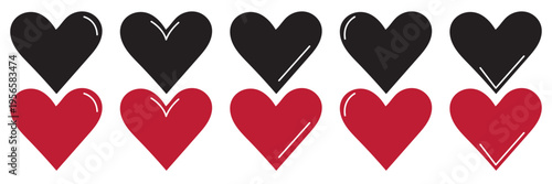 Heart  brush drawn set. Hearts  valentine collection . Love icon set. Heart icon vector. eps10