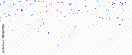 Colorful Falling Confetti Background with Bright Geometric Shapes on Transparent Style
