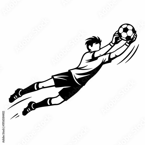 Portero de fútbol en vuelo