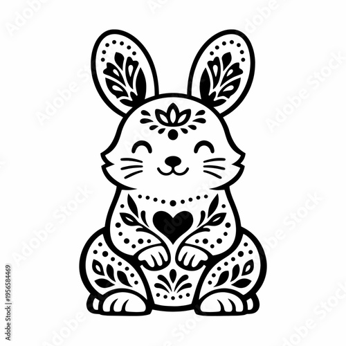 Conejo abstracto con detalles florales