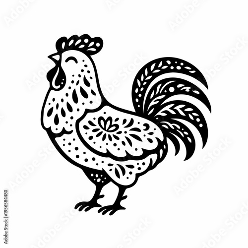 Gallo en estilo vectorial chino