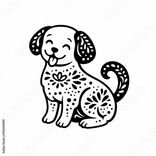 Perro estilizado en blanco y negro