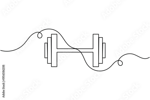 Dumbbell weight icon continuous one line drawing on white background single art minimalist gym training and physical exercise symbol outline vector illustration