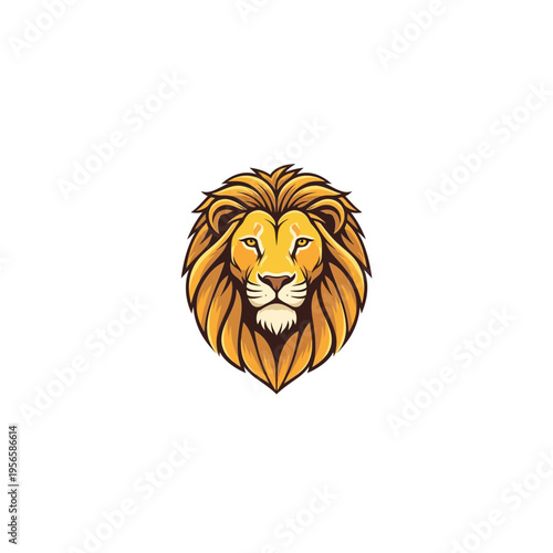 Majestic Lion Face Illustration - Fierce and Golden
