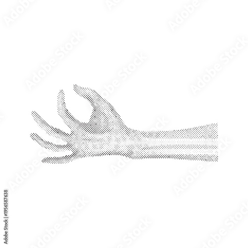 Side View Human Hand X-Ray Anatomy in Monochrome Halftone Style