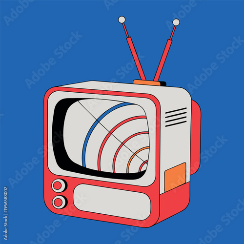 retro vintage television with antennas