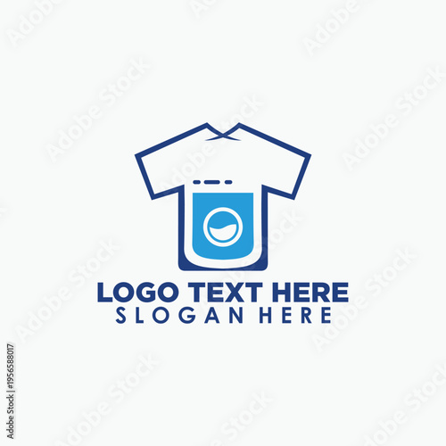 t-shirt and laundry icon design vector, fashion cleaning logo concept