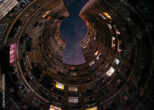 фотографія Circular Apartment Building at Night
