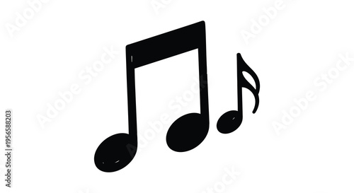 A minimalist depiction of three musical notes presented in a stark black silhouette high quality professional detailed modern elegant stylish clean