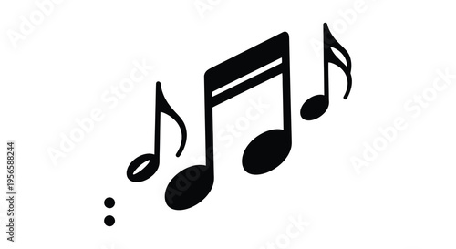 A striking black composition displaying musical notes in a sleek modern design evoking rhythm and harmony silhouette high quality professional