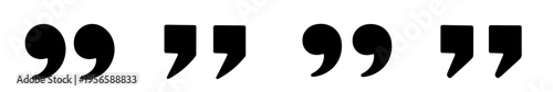 Collection of decorative opening and closing quote marks in distinct shapes. Minimal punctuation vector set for branding, publishing, social media graphics and modern text design.