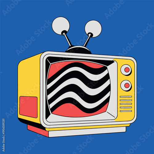 retro vintage television with antennas