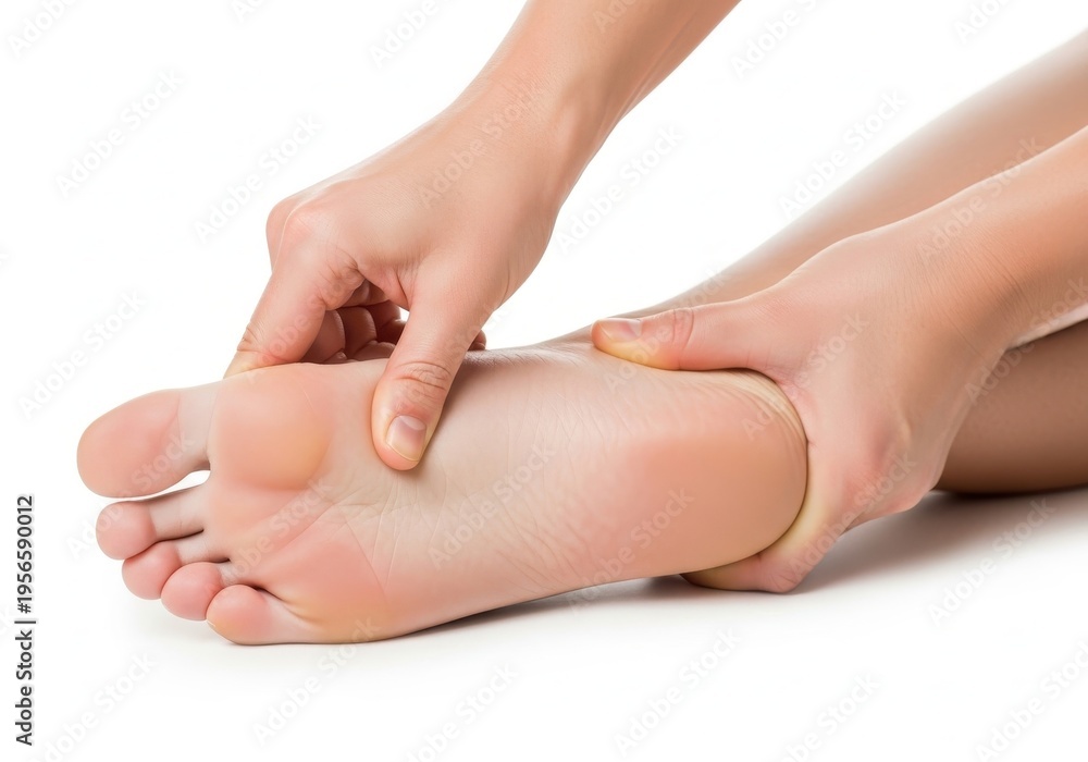 Fototapeta premium A person receiving a foot reflexology treatment on the arch area