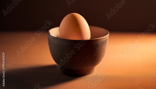 Minimalist Egg In A Textured Cup With Warm Low Light Glow