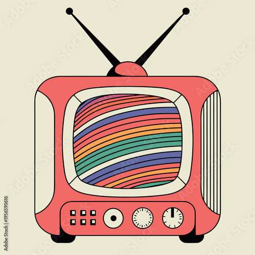 retro vintage television with antennas