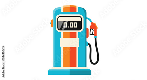 A brightly colored stylized gas pump displaying a digital price of 0 00 presented as a silhouette high quality professional detailed modern