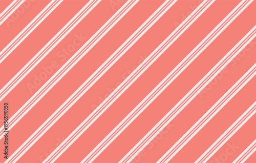 Stripe seamless background, diagonal striped vector pattern in coral pink for beachwear, swimsuits, summer dresses