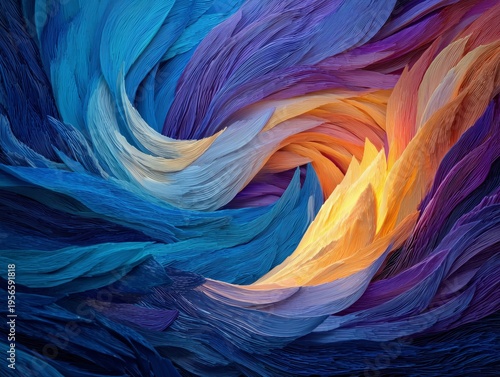 Colorful Swirls of Blue and Orange Form a Captivating Abstract Design