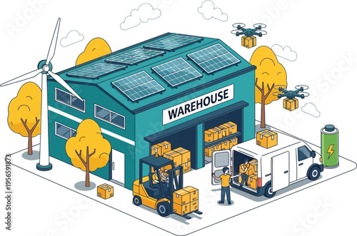 Sustainable warehouse using renewable energy