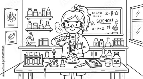 Young girl in science lab setting.