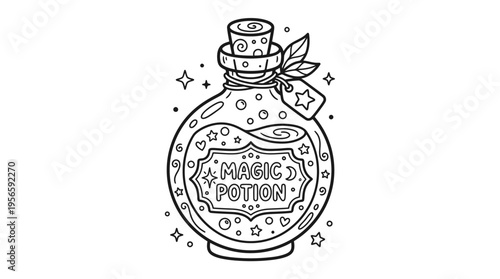Magic potion bottle with stars.