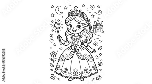 Little girl wearing a princess crown.