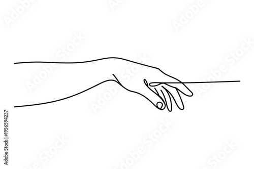 Black and white line of a hand pointing at a straight line hand gesture