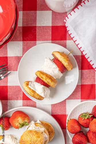 Summertime cookout dessert. Strawberry shortcake kabob skewers