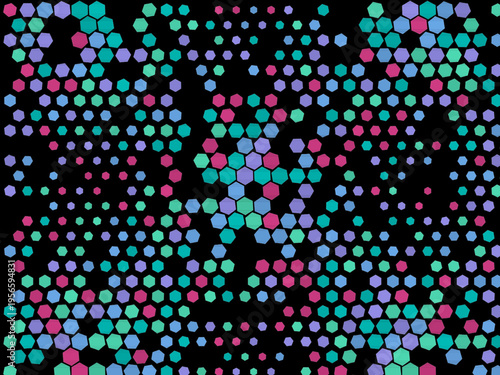 Abstract Hexagon Flow Geometric Digital Illustration