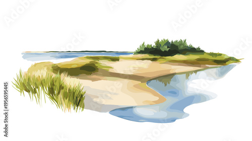 Curonian Spit. Curonian Spit watercolor vector illustration