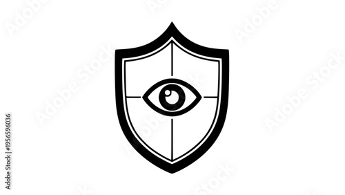 Eye targeting shield black white icon 