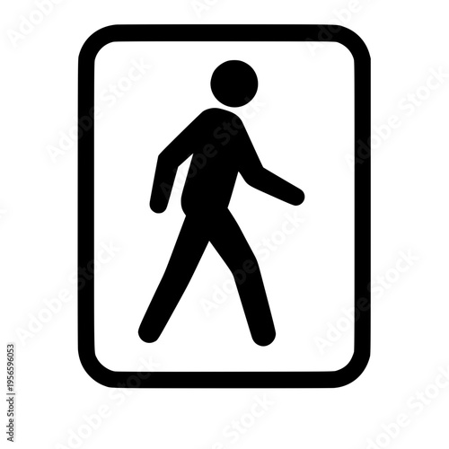 Pedestrian road crossing graphic mark black white icon 