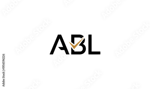 Professional ABL letter logo design with gold check mark icon for corporate and financial branding