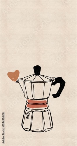 Moka pot coffee hand drawn animation illustration 