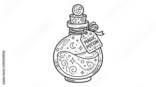 Magic Potion Bottle Illustration Design.