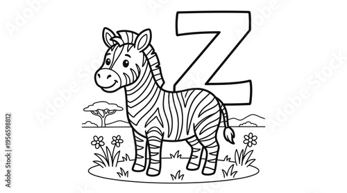 Zebra Black White Cartoon Illustration Animal.