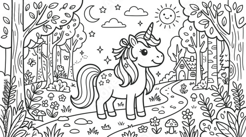 A fantasy unicorn standing alone.