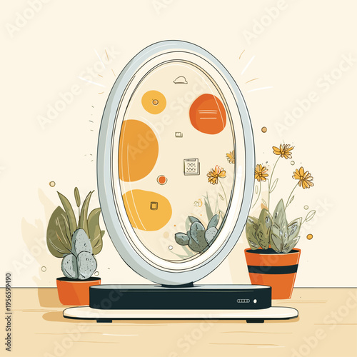 Floating Smart Mirror with Digital Interface