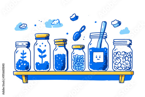 Minimalist Glass and Bamboo Pantry Containers