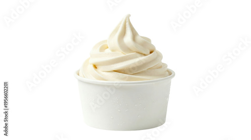 Bild auf Leinwand Swirl of vanilla soft serve in a white paper cup
