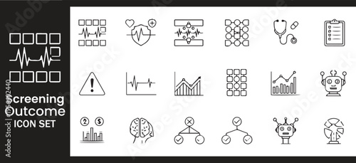 Medical Screening Outcome and Healthcare Diagnostic Patient Data Icon Set