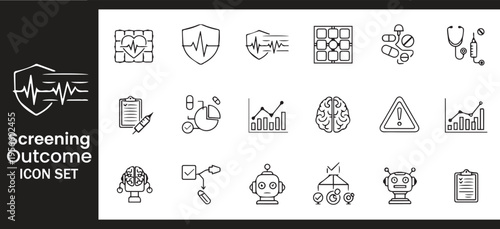 Medical Screening Outcome and AI Healthcare Diagnostic Analytics Icon Set