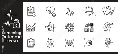 Medical Screening Outcome and AI Healthcare Diagnostic Data Analytics Icon Set