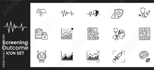 Medical Screening Outcome and AI Healthcare Diagnostic Data Analytics Icon Set
