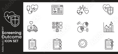 Medical Screening Outcome and Healthcare Diagnostic Report Icon Set