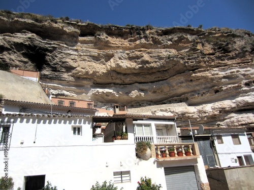 village built into rock face Cubas Albacete Spain