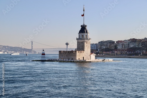 Maiden's Tower and Bosphorus Bridge in Istanbul