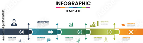 Minimalist growth chart icon and horizontal timeline footer design for professional corporate presentation slide and digital report layout
