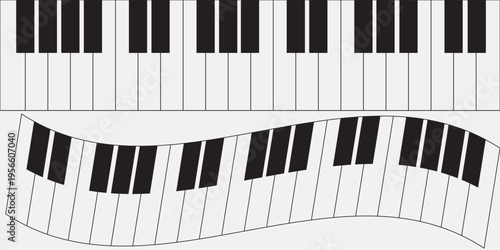 Piano keys. Organ keyboard. Vector 3d illustration